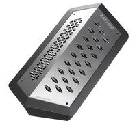 KAI JANUS Râpe, noire en acier inoxydable - dimensions 23,3 x 11 x 5,5 cm avec récipient collecteur - râpe de cuisine universelle avec 2 côtés"