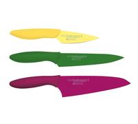 KAI Pure Komachi 2 Ensemble de Couteaux de Cuisine 3 Pièces - Couteau à Légumes 15 cm, Couteau Utilitaire 15 cm, Couteau d'Office 10 cm - Acier Inoxydable au Carbone - Revêtement Antiadhésif