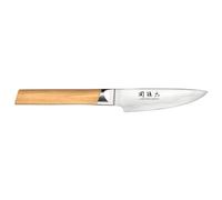 KAI Seki Magoroku Composite Couteau de bureau 9 cm - acier inoxydable SUS420J2 56 HRC / acier VG 10 61 HRC - bois de pakka à grain léger - fabriqué à la main au Japon - soie complète