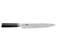 KAI Shun Classic Couteau à Jambon Japonais 23 cm Longueur de Lame avec Bordure Granton - Couteau Damas 32 Couches Noyau VG MAX - 61 (±1) HRC - bois de pakka - Fabriqué au Japon - Forgé