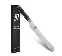 KAI Shun Classic Couteau à Pain Japonais 23 cm Longueur de Lame - Couteau Damas 32 Couches Noyau VG Max - 61 (±1) HRC - Manche en Pakkawood - Fabriqué au Japon - Couteau à Pain Dentelé Forgé