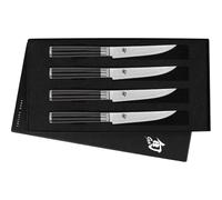 KAI Shun Classic Ensemble de 4 Couteaux à Steak Japonais 12 cm - Couteau Damas 32 Couches Noyau VG Max - 61 (±1) HRC - Bois de Pakka - Fabriqué au Japon - Forgé