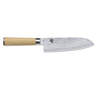 KAI Shun Classic Santoku Blanc 18 cm Longueur de Lame - Couteau Damas 32 Couches Noyau VG MAX - 61 (±1) HRC - Manche en Pakkawood - Fabriqué au Japon - Couteau de Chef Japonais Forgé
