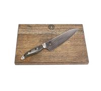 Kai Shun Nagare NDC-0706 Couteau de chef forgé à la main en 72 couches Damas Longueur de la lame 20 cm + grande planche à découper en chêne gris basalte 35 x 25 cm