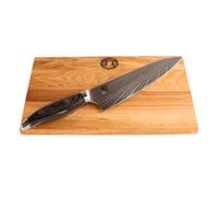 Kai Shun Nagare NDC-0706 Couteau de chef japonais ultra tranchant lame 20 cm + planche de cuisine en bois de fût ancien (chêne) 30 x 18 cm VK 409
