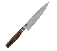 KAI Shun Premier Tim Mälzer Couteau Utilitaire Japonais 16,5 cm - Noyau VG-MAX 61 HRC, Acier Damas Poli de 32 Couches - bois de pakka Marron Moyen - Finition Martelée - Fabriqué au Japon