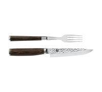 KAI Ensemble de couteau et fourchette Kai Shun Premier Chrome-marron