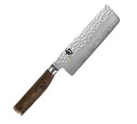 KAI Shun Premier Tim Mälzer Nakiri 14 cm Longueur de Lame - Noyau VG-MAX 61 (±1) HRC, Acier Damas Poli de 32 Couches - Manche en Pakkawood Marron Moyen - Finition Martelée - Fabriqué au Japon
