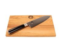 Kai Shun Set de couteaux - Série Classic Couteau Santoku DM-0702 - Couteau japonais ultra tranchant + planche à découper 100 % faite main unique