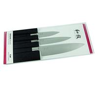 KAI Wasabi Black Ensemble de Couteaux - Couteau Utilitaire 10 cm, Couteau Utilitaire 15 cm, Couteau de Chef 20 cm - acier inoxydable poli 6A/1K6 58 (±1) HRC - noir - Fabriqué au Japon