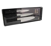 KAI - Set 3 couteaux Wasabi Black - 10/15/16,5 cm - acier inoxydable noir - Fabriqué au Japon