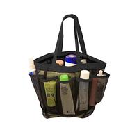 KAIAIWLUO Panier de Douche en Maille,Portable Fourre-tout de Douche Organiseur de Toilette à Séchage Rapide avec 8 Poches et Poignée de Transport pour Salle de Bain Voyage Camp de Natation Noir