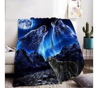 KAIDAARTLH Couverture de canapé de Wolf, Couverture Douillette pour Enfant, jeté en Microfibre pour canapé et Voyage (Wolf-3, 150x200cm)