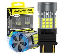 KaiDengZhe 3157 T25 Ampoule LED avec Ventilateur de Refroidissement, Sans Erreur CANBUS, 500% Luminosité, 3000 LM, Blanc P27/7W 3157A 3157NA LED pour DRL Feux Recul Clignotants Stop, 2 PCS