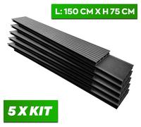 Kaido - Lot de 5 lames de terrasse extérieure 150x75 cm pour jardin, patio, terrasse en WPC noir