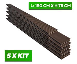 Kaido - Lot de 5 lames de terrasse extérieure 150x75 cm pour jardin, patio, terrasse en WPC teak