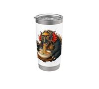 Kaiju Mangeant des ramen japonais Bol à nouilles Monster Anime Foodie Gobelet isotherme en acier inoxydable double paroi