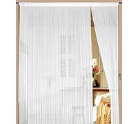 Kaikoon Rideau à fils blanc 90 cm x 240 cm (l x h) - Séparateur de pièce et rideau de porte