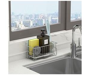 kaileyouxiangongsi Organiseur d'évier de Cuisine, Porte-éponge avec bac de vidange, Acier Inoxydable 304, pour éponges, Savon, Cuisine, Salle de Bain, argenté