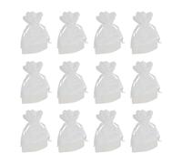 KAILIKETIY 12pcs Pochettes en Dentelle Blanche pour Rangement de Bijoux, Tissu en Fil de Bambou Respirant et Lavable, Design Élégant à Motif Dentelle pour Emballage de Bonbons