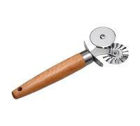 KAILIKETIY 1pièce Coupe-pizza Inox Double avec Manche Bois Outil de Découpe Cannelé pour Pâte et Pizza Résistant Rouille Pratique pour Usage Domestique et Professionnel Couleur Aléatoire