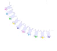 KAILIKETIY Bannière Décorative de Pâques 2,5 Mètres de Lapin Blanc en Tissu Non Tissé pour Fêtes à Thème Extérieur et Décorations de Porte Joyeuses