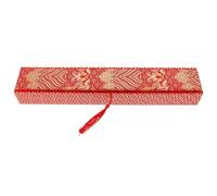 KAILIKETIY Boîte de Rangement pour Protection et Organisation Maison Rouge Style Chinois en Tissu avec Couvercle, Boîte Présent Décorative Multifonction pour Éventail Pliant