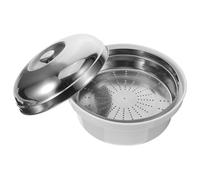 KAILIKETIY Cuiseur Vapeur Couvercle en Plastique et Acier Inoxydable, Mini Cuiseur Vapeur pour Micro-ondes, Cuisson Rapide et Polyvalente pour Riz et Raviolis Argenté