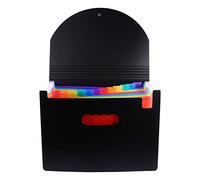 KAILIKETIY Dossier de Fichiers Noir en Plastique 12 Couches Multicouches, Grand Rangement pour Documents et Lettres, Style Créatif Spécial pour Bureau