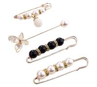 KAILIKETIY Épingles de Sûreté Clip pour Cardigan Broche Ornement Lot de 4 en Alliage Surface Lisse, Élégant pour Femmes pour Usage Quotidien et Soirées