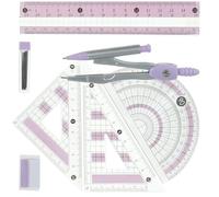 KAILIKETIY Kit de Règle Triangulaire Rapporteur Précis pour et Compas de Dessin de Bureau en Plastique Léger Ensemble 7 Pièces Polyvalent pour Étudiants et Designers