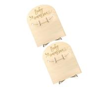 KAILIKETIY Lot De 2 Plaques D'annonce De Naissance En Bois Avec Support Et Clips, Marqueurs Pour Nouveau-né, De Fête Prénatale, Décoration Murale Pour Chambre D'enfant,