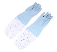 KAILIKETIY Moufles de Ménage Longs Doublés en Pvc Imperméables pour Vaisselle et Nettoyage, Protection Solide Manchette Longue et Anneau Suspendre, Lot de 2 Paires Couleur Couleur Aléatoire