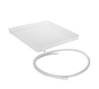 KAILIKETIY Plateau Carré de Récupération D'eau pour Climatiseur en Plastique Blanc avec Sortie Latérale pour Évacuation Condensat, Installation Facile, pour Usage Intérieur et Extérieur