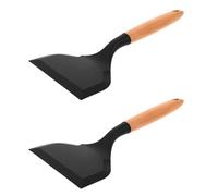 KAILIKETIY Spatule en Silicone Large Antiadhésive 2pcs pour Omelettes et Beefsteak avec Manche en Bois, Ustensile pour Usage Domestique et Professionnel