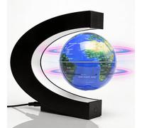 KAIMC Globe à lévitation magnétique avec carte du monde, cadre LED et commande tactile, lampe globe rotative anti-gravité pour bureau et maison