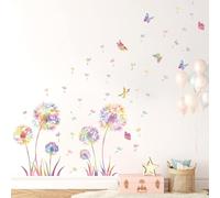 KAIRNE Grande taille Stickers Muraux Pissenlit Coloré,Fleur Sticker Mural Enfants Fille,Autocollant Mural Pissenlits,Autocollant Mural Fleur,Sticker Mural Plantes de Chambre de Bébé Salon Décoratifs