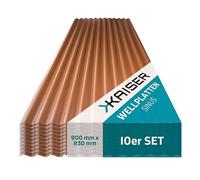 KAISER plastic® Plaques ondulées cuivre | Plaques ondulées pour toiture, toiture ondulée en plastique | Plaques de toit résistantes aux intempéries | Couverture | Sinus 76/18 - 90 x 83 cm | 10 pcs.