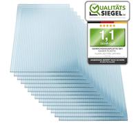 KAISER PLASTIC® Xtra Strong | Jeu de 8 plaques de serre| Epaisseur 8mm | 605 x 1210 mm | Polycarbonate (PC) | 5,85 m2 | Poids : 1200g/m2 | Plaque alvéolaire - double plaque alvéolaire
