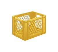 kaiserkraft FRANKEL Bac gerbable normes Europe à parois ajourées et fond plein | L x l x h 400 x 300 x 266 mm | jaune | lot de 5