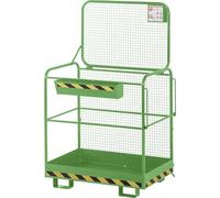 kaiserkraft | Panier de sécurité pour empileur | Emplacement côté large | Plateforme de travail 1200 x 800 mm | Jaune vert RAL 6018