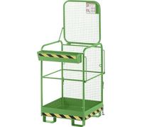 kaiserkraft | Panier de sécurité pour empileur | Emplacement côté large | Plateforme de travail 800 x 800 mm | Jaune vert RAL 6018