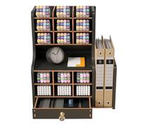 Kaishuai Rangement bureau Organisateur de bureau en avec tiroir et porte-stylos pour Livre,Rangement cahier,Notes adhésives,Agrafeuses,Trombones Organiseur