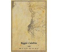 Kaisrlse Poster sur toile de style vintage sans cadre Motif carte de Reggio Calabre 23,9 x 28,9 cm