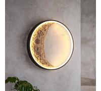 kaixunl Moon Lampe Murale 3D Applique Murale Intérieure, Lampe Lune de Art Déco, Appliques Murales LED Ronde, Lampe Luna À Lumière Chaude Pour Salon, Chambre D'enfants, Couloir Hall D'entrée 30cm