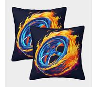 kaiyun Housse De Coussin Hot Wheels, Créatif Taies d'oreiller De Canapé Coussin Décoratif Motif,adapté Décoratives pour De Balcon 45x45cm Paquet De 2