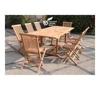 Kajang salon de jardin en teck massif 8-10 personnes rectangulaire 8 chaises