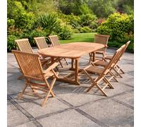 Kajang salon de jardin teck 10 places table ovale 6 chaises 2 fauteuils