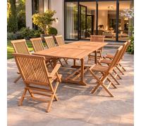 Kajang salon de jardin teck 12 places table rectangulaire 8 chaises 2 fauteuils