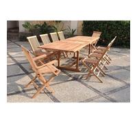 Kajang salon de jardin teck 12 places table rectangulaire 8 chaises 2 fauteuils